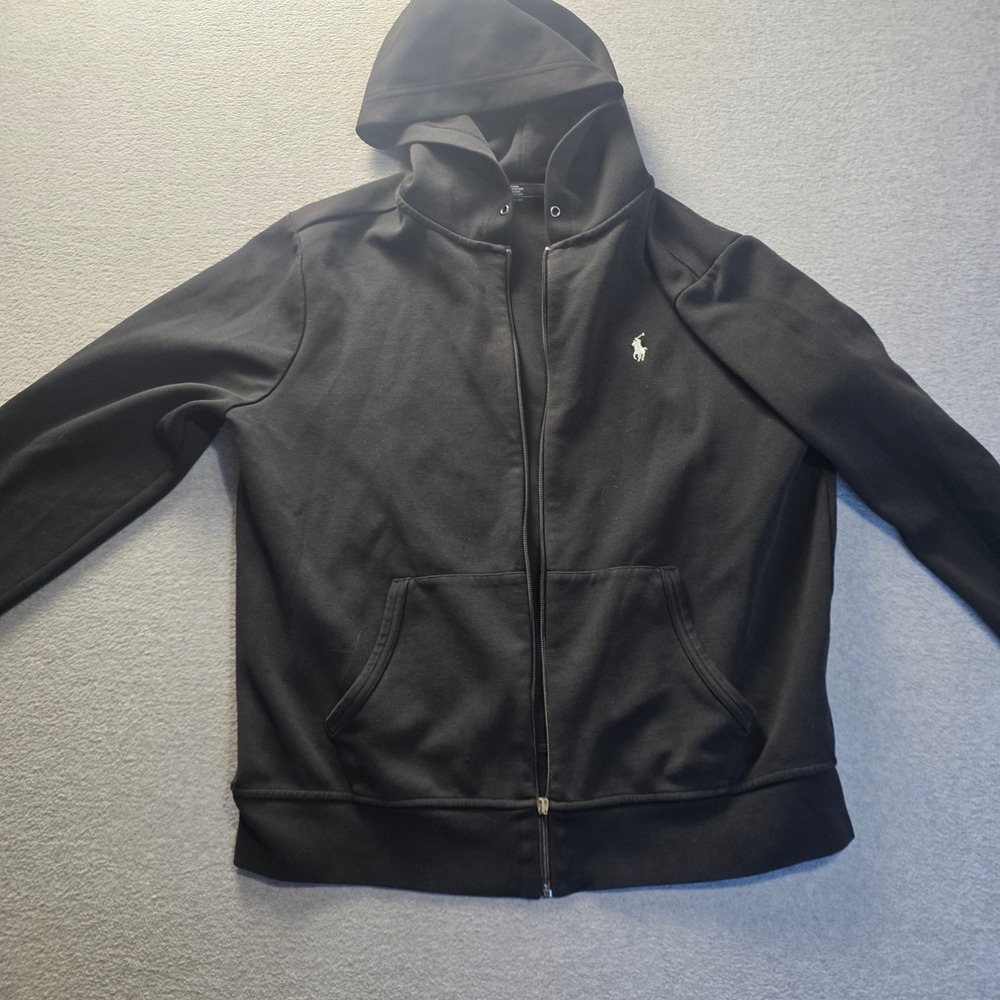 Polo Ralph Lauren Performance Full Zip Hoodie Mens L Black Pony Logo Athletic